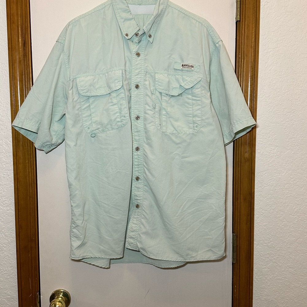 Men's Mint Green Outdoors Button Down Shirt